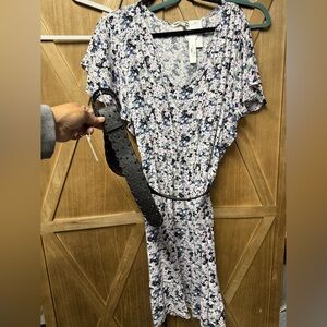 Wallflower NWT Spring Floral Dress Blue with Belt Size 3X Plus Size